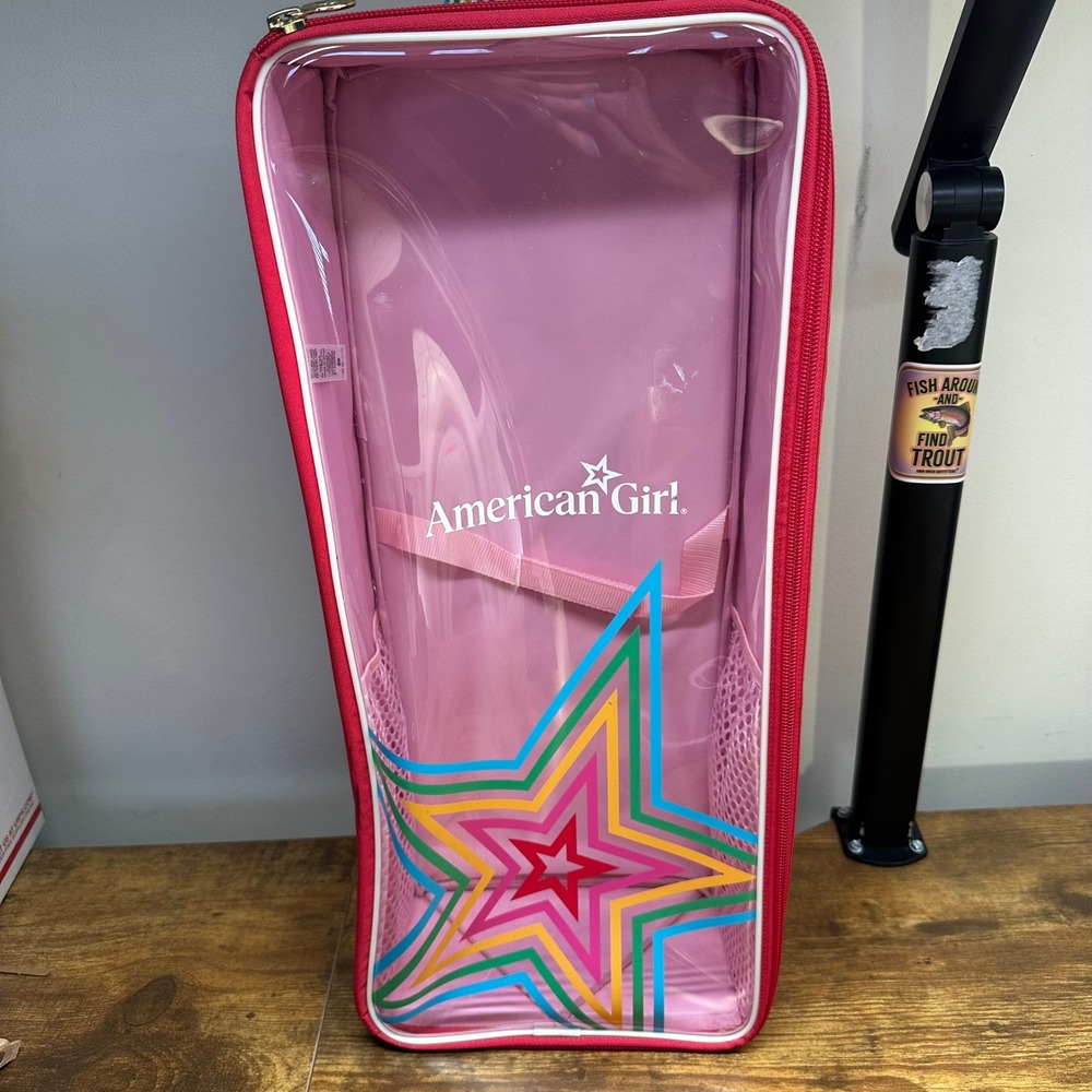 American Girl Doll Carrier Backpack Pink Red Travel Case Star HRN83 18in Doll